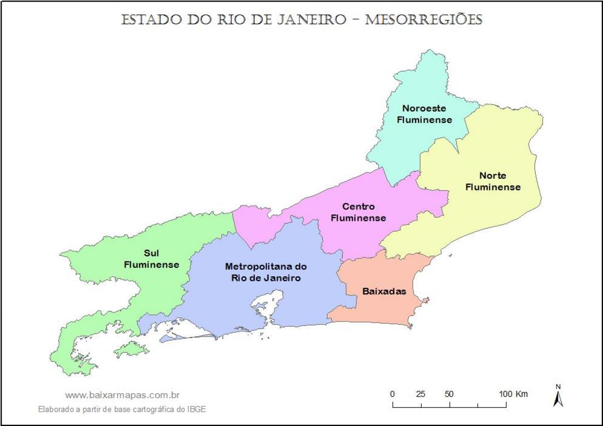 نقشہ کے mesoregions ریو ڈی جینرو