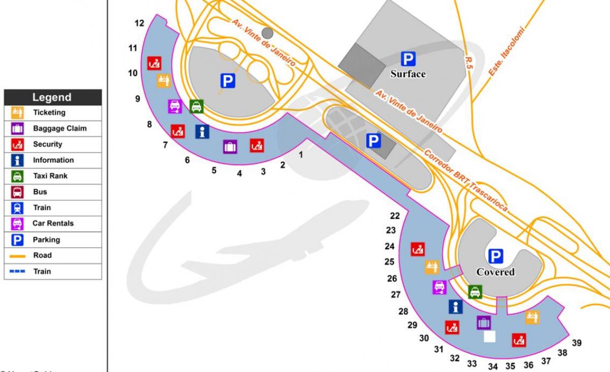 نقشہ کے بین الاقوامی ہوائی اڈے کے ریو ڈی جینرو