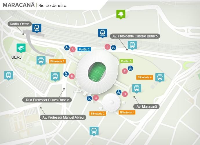 نقشہ کے اسٹیڈیم Maracanã accès