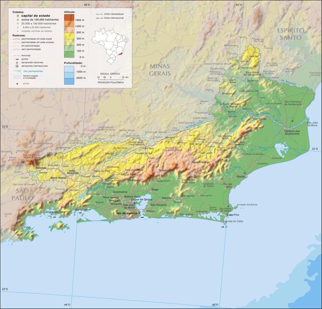 نقشہ کی اونچائی ریو ڈی جینرو