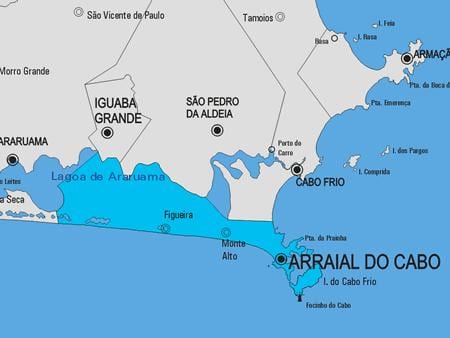 نقشہ کے Arraial کرتے Cabo بلدیہ