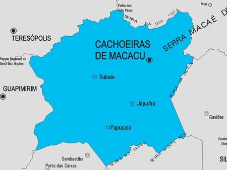 نقشہ کے Cachoeiras ڈی Macacu بلدیہ