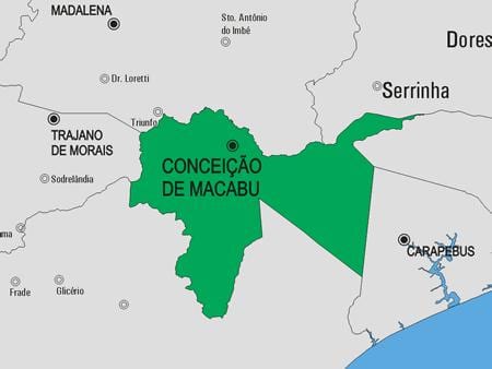 نقشہ کے Conceição ڈی Macabu بلدیہ