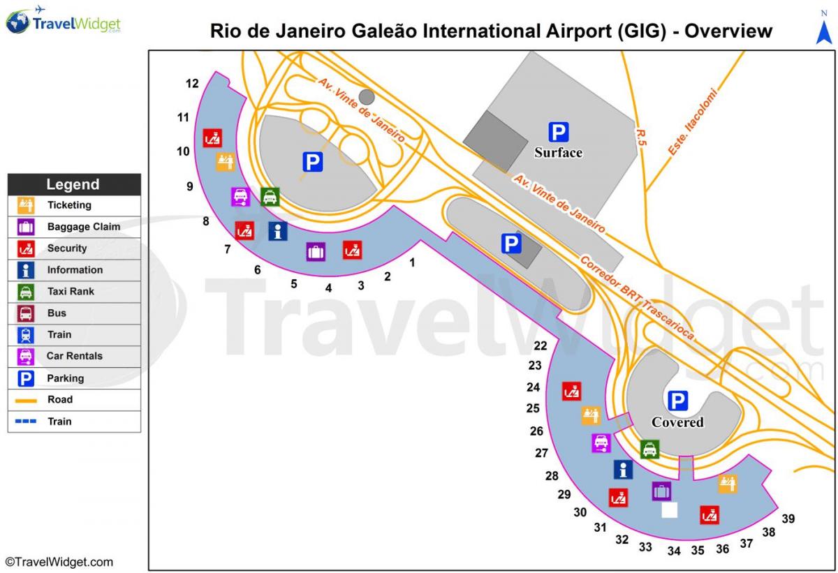 نقشہ کے Galeão ہوائی اڈے کے ٹرمینل