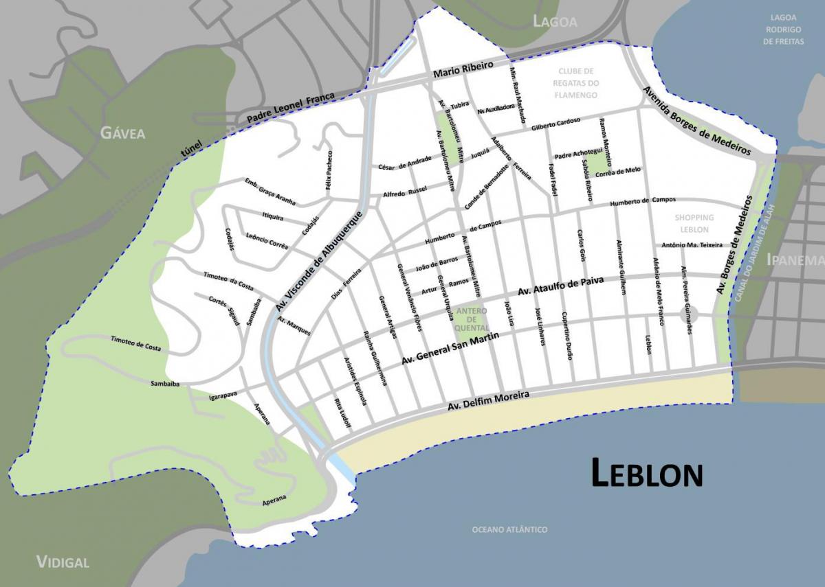 نقشہ کے Leblon بیچ
