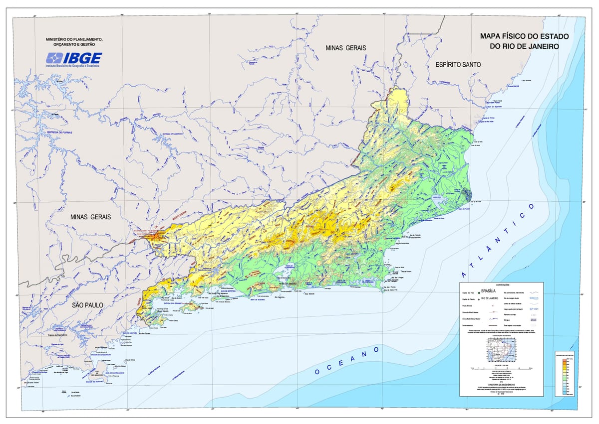 نقشہ کے topographic ریو ڈی جینرو