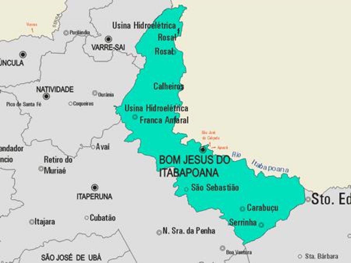 نقشہ کے بام یسوع کرتے Itabapoana بلدیہ