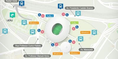 نقشہ کے اسٹیڈیم Maracanã accès